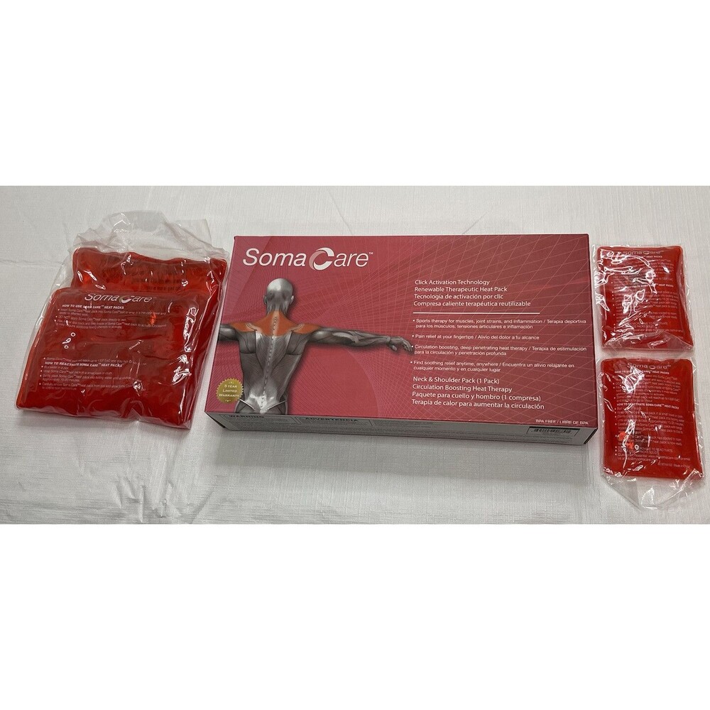 NIB Soma Care Renewable Therapeutic Neck & Shoulder Heat Pack Bonus Back Pack